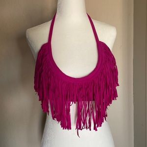 (4 for $15!) Print fringe bandeau bathing suit